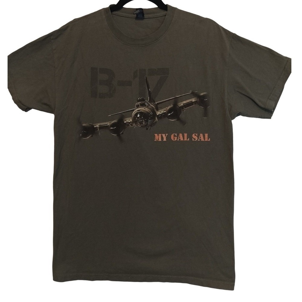 M&O Heavy B-17 My Gal Sal National WWII Museum Graphic T-Shirt Mens Medium Olive